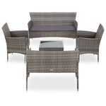 -Delige Loungeset Met Kussens Poly Rattan