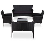 -Delige Loungeset Met Kussens Poly Rattan
