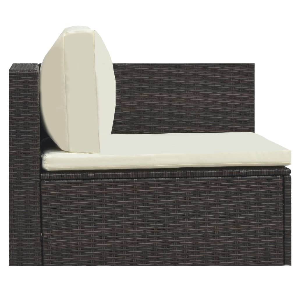 -Delige Loungeset Met Kussens Poly Rattan