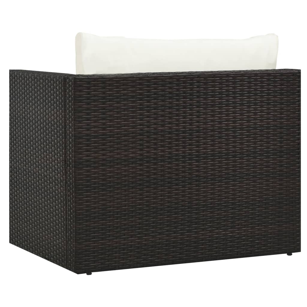 -Delige Loungeset Met Kussens Poly Rattan