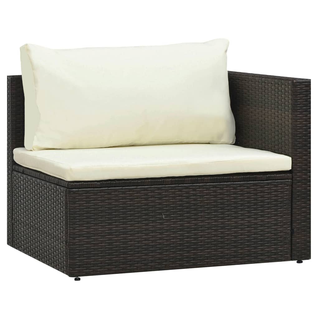 -Delige Loungeset Met Kussens Poly Rattan