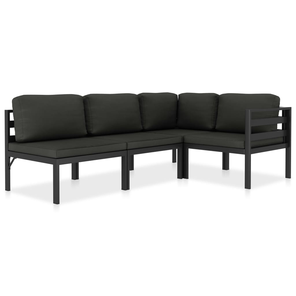 6-Delige Loungeset Met Kussens Aluminium Antraciet
