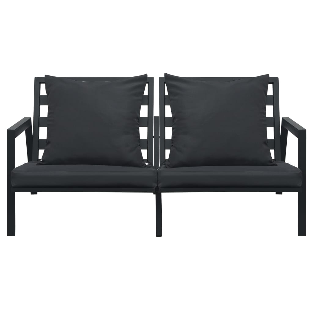4-Delige Loungeset Met Kussens Aluminium Donkergrijs
