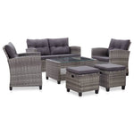 -Delige Loungeset Met Kussens Poly Rattan