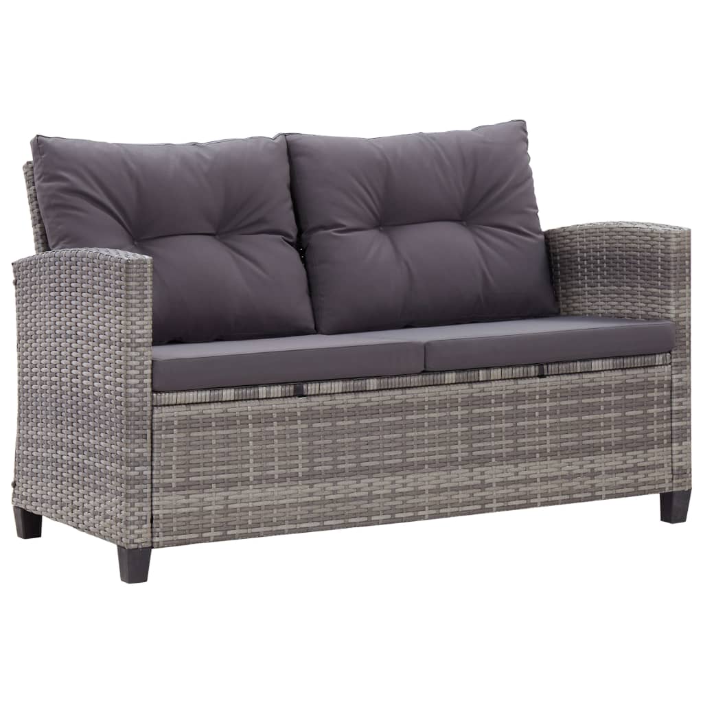-Delige Loungeset Met Kussens Poly Rattan