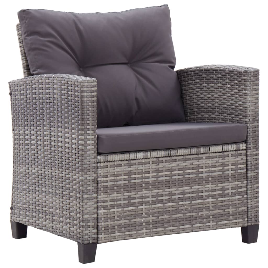 -Delige Loungeset Met Kussens Poly Rattan