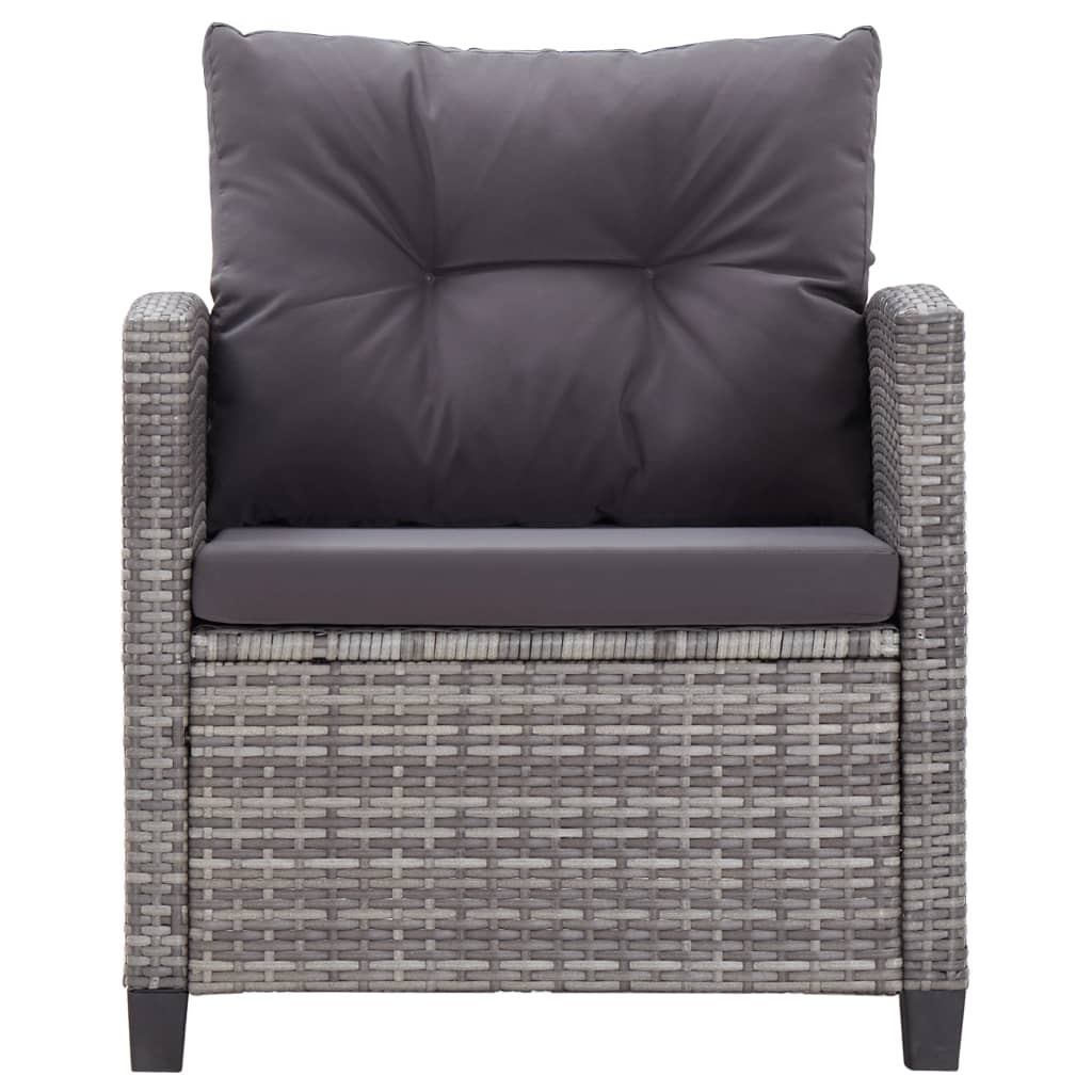 -Delige Loungeset Met Kussens Poly Rattan