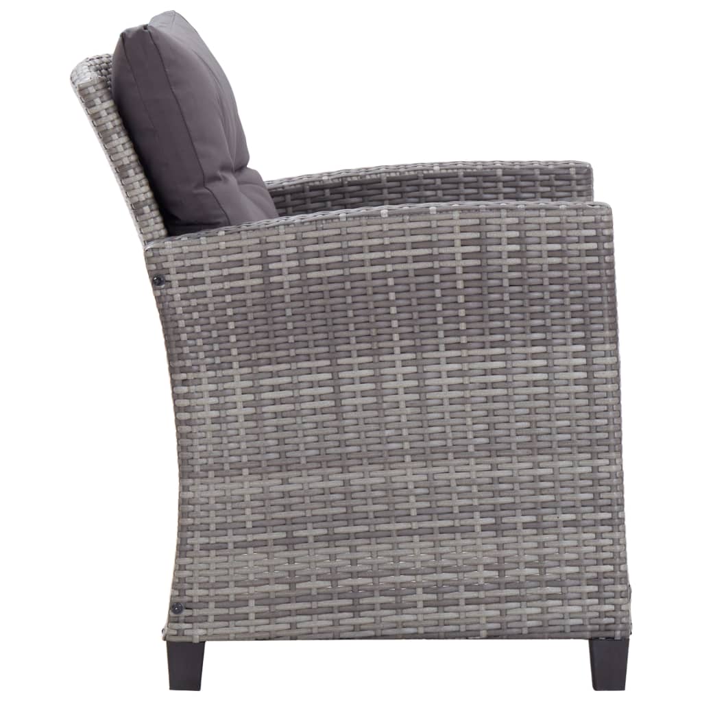 -Delige Loungeset Met Kussens Poly Rattan