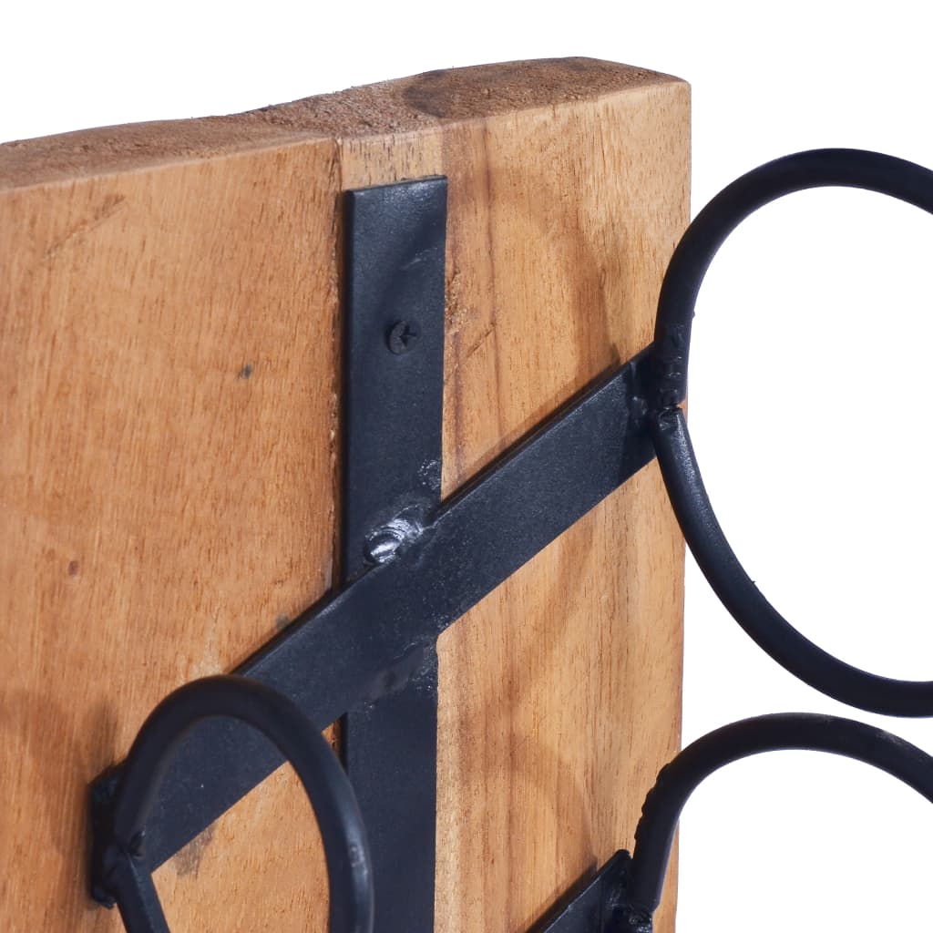 Wijnrek Voor 6 Flessen 35X35X100 Cm Massief Teakhout Zwart