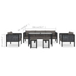 8-Delige Loungeset Met Kussens Poly Rattan Antraciet