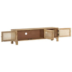 Tv-Meubel 140X30X40 Cm Massief Mangohout En Natuurlijk Riet