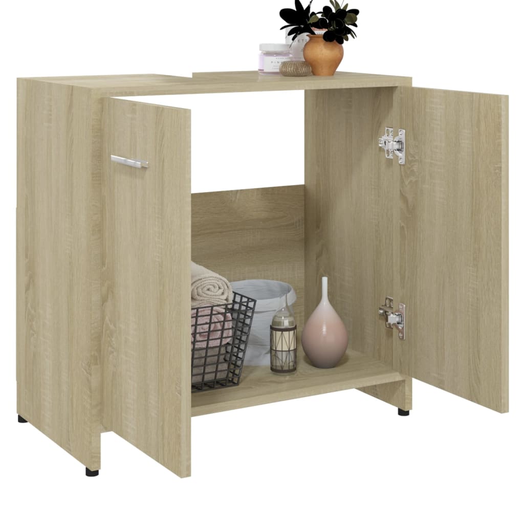 Badkamerkast 60X33X61 Cm Bewerkt Hout Sonoma Eikenkleurig