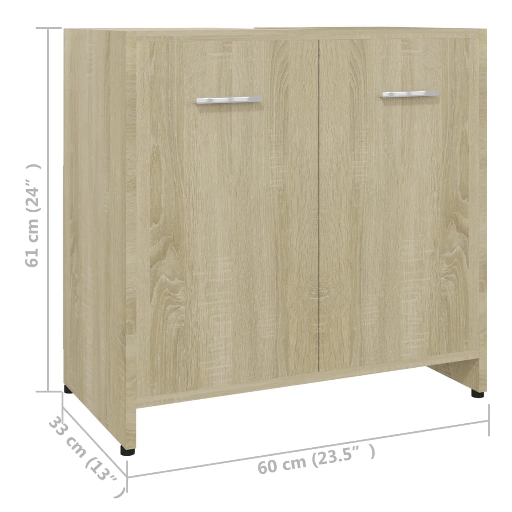 Badkamerkast 60X33X61 Cm Bewerkt Hout Sonoma Eikenkleurig