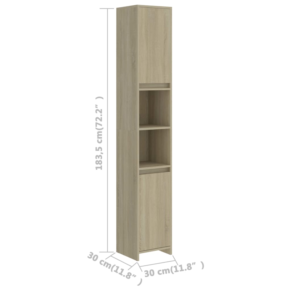 Badkamerkast 30X30X183,5 Cm Bewerkt Hout Sonoma Eikenkleurig