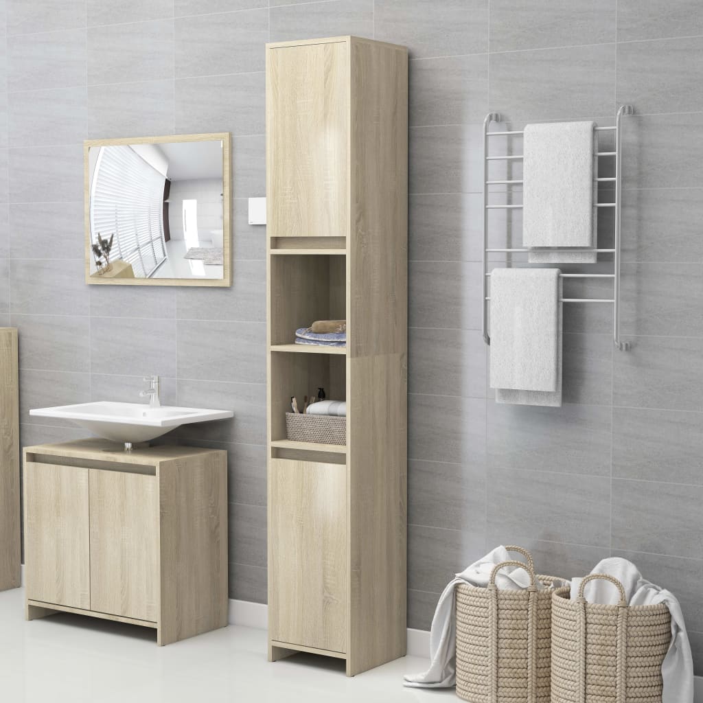 Badkamerkast 30X30X183,5 Cm Bewerkt Hout Sonoma Eikenkleurig