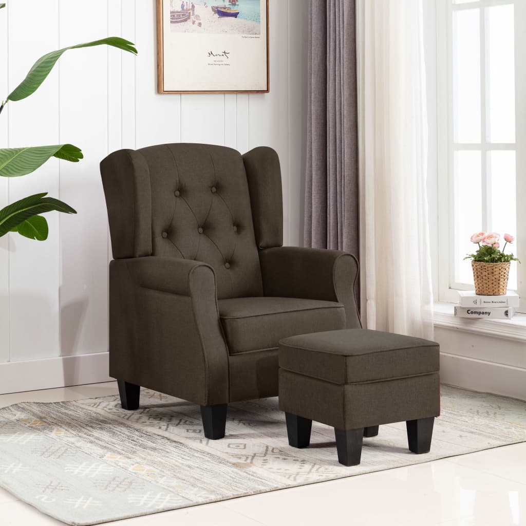 Fauteuil Met Voetenbankje Stof