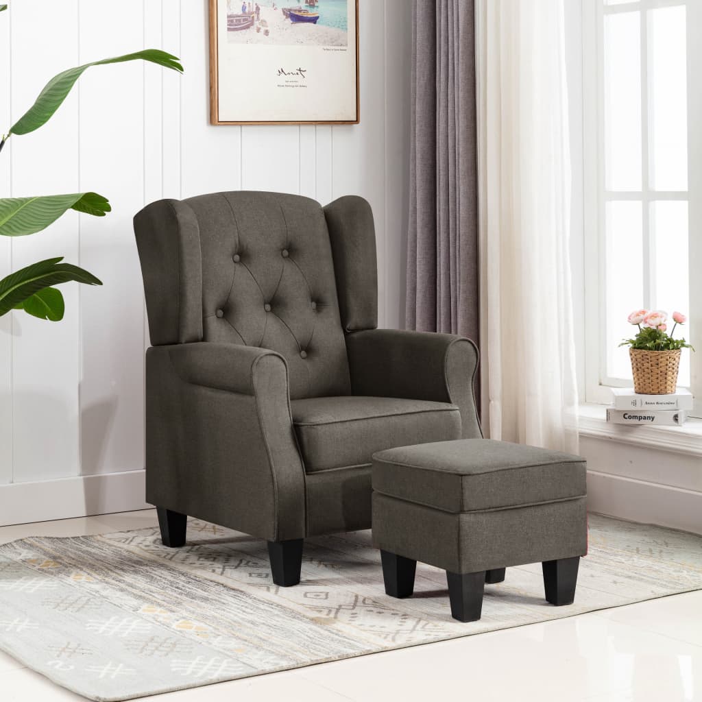 Fauteuil Met Voetenbankje Stof