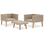 -Delige Loungeset Met Kussens Poly Rattan