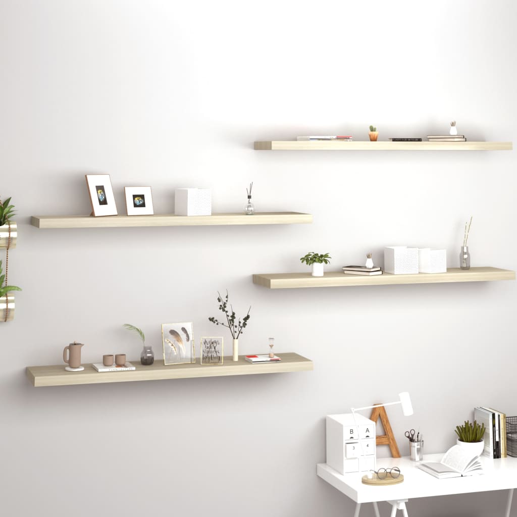 Wandschappen Zwevend 120X23,5X3,8 Cm Mdf Kleurig Eiken