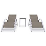 Ligbedden 2 St Met Tafel Aluminium Taupekleurig