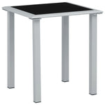 Tuintafel 41X41X45 Cm Staal En Glas Zwart En Zilverkleurig