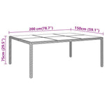 Tuintafel 200X50X75 Cm Gehard Glas En Poly Rattan