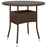 Tuintafel Ø80X75 Cm Gehard Glas En Poly Rattan