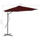 Parasol Met Stalen Paal 300X230 Cm Bordeaux