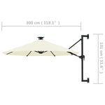 Wandparasol Met Led's En Metalen Paal 300 Cm Kleurig