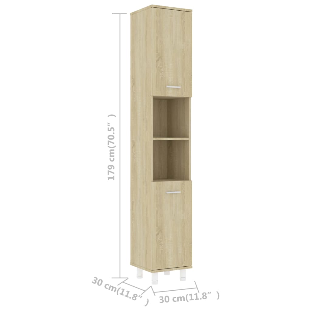 Badkamerkast 30X30X179 Cm Spaanplaat Sonoma Eikenkleurig