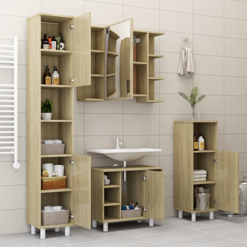 Badkamerkast 30X30X179 Cm Spaanplaat Sonoma Eikenkleurig