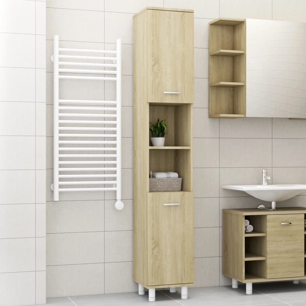 Badkamerkast 30X30X179 Cm Spaanplaat Sonoma Eikenkleurig
