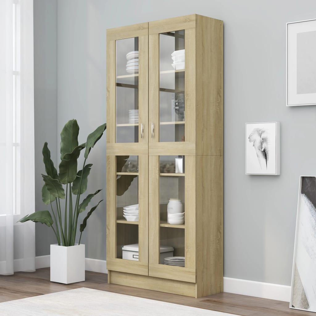 Vitrinekast 82,5X30,5X80 Cm Bewerkt Hout