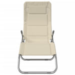 Ligbedden 2 St Inklapbaar Textileen En Gepoedercoat Staal Crème Grijs