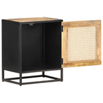 Nachtkastje 40X30X50 Cm Ruw Mangohout En Natuurlijk Riet