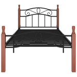 Bedframe Metaal En Massief Eikenhout Zwart