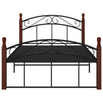 Bedframe Metaal En Massief Eikenhout Zwart