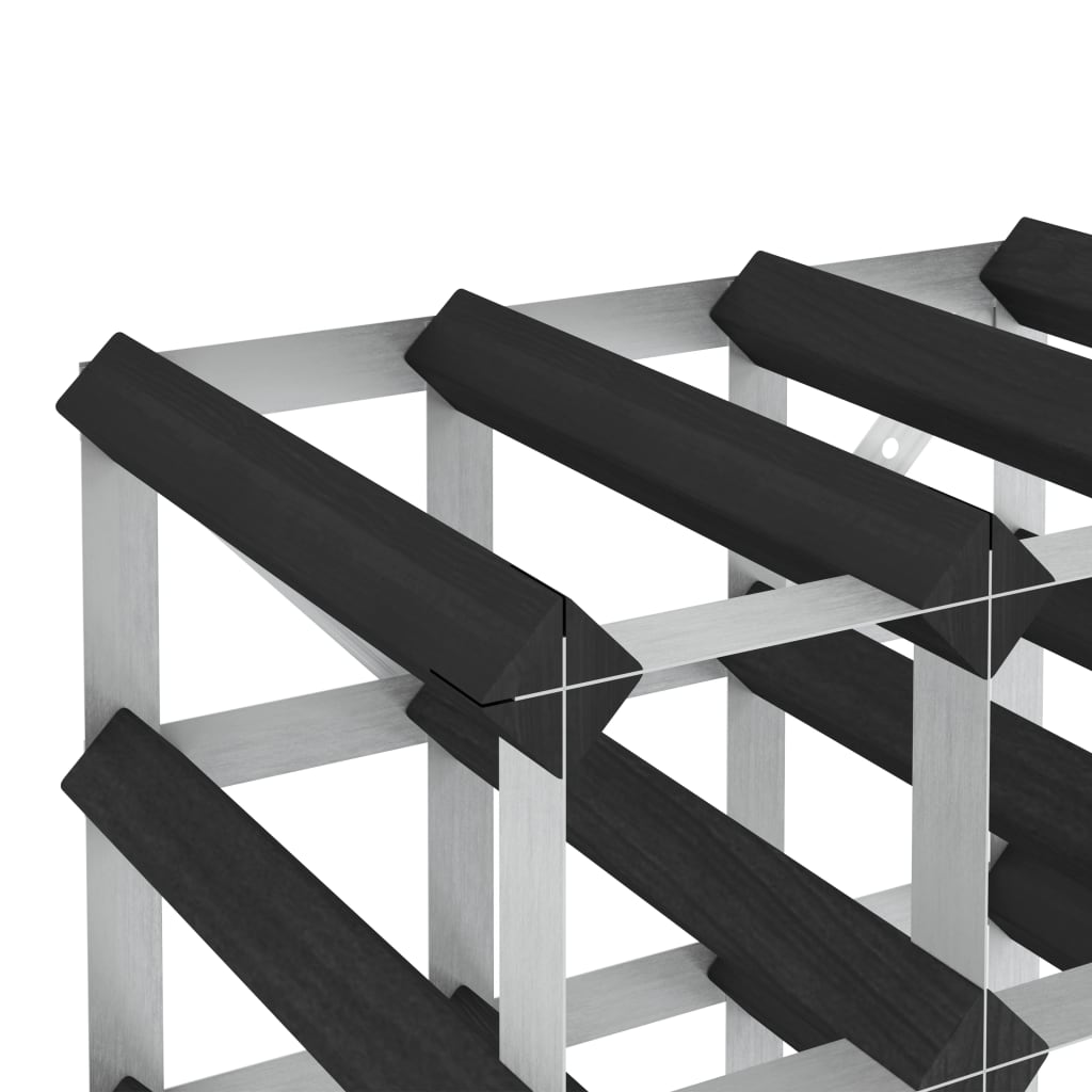 Wijnrek Voor 12 Flessen Massief Grenenhout Zwart