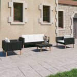 4-Delige Loungeset Met Kussens Poly Rattan