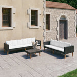 4-Delige Loungeset Met Kussens Poly Rattan