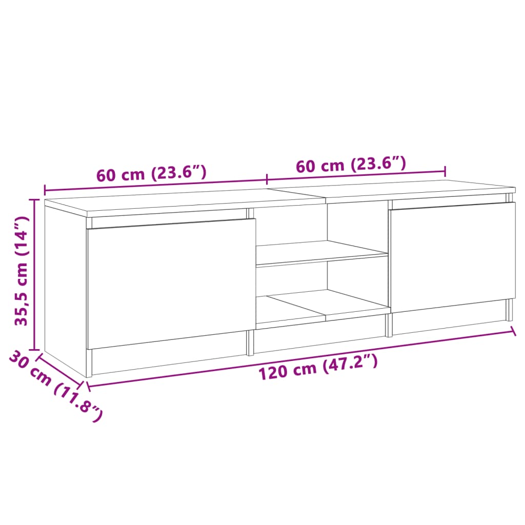 Tv-Meubel Met Led-Verlichting 120X30X35,5 Cm