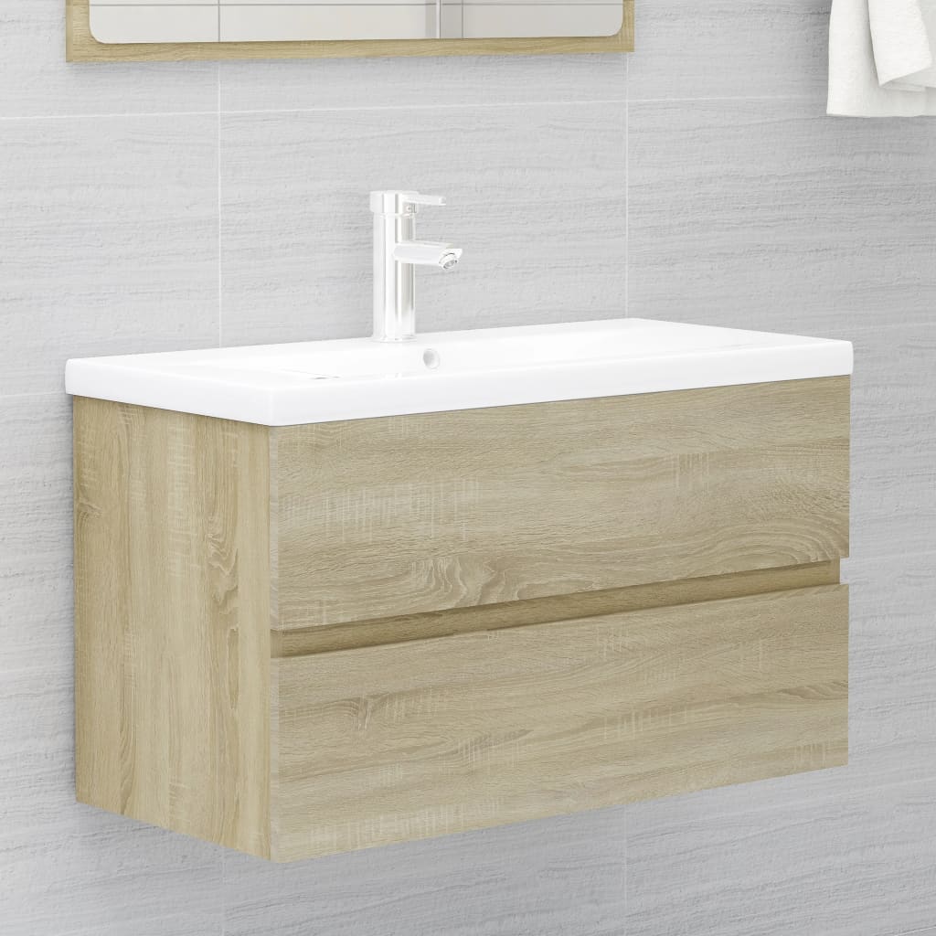 Wastafelkast 80X38,5X45 Cm Bewerkt Hout Sonoma Eikenkleurig