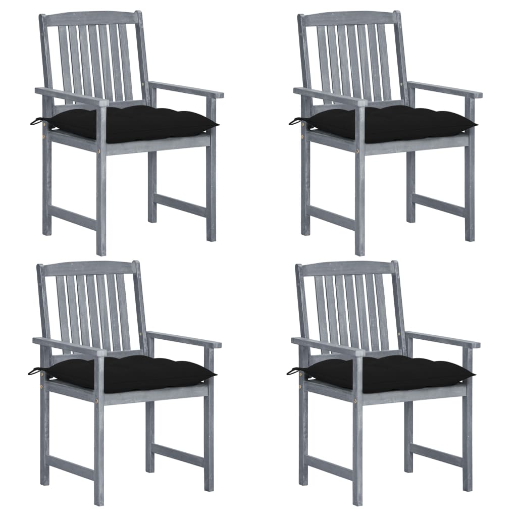 Tuinstoelen 8 St Met Kussens Massief Acaciahout Grijs