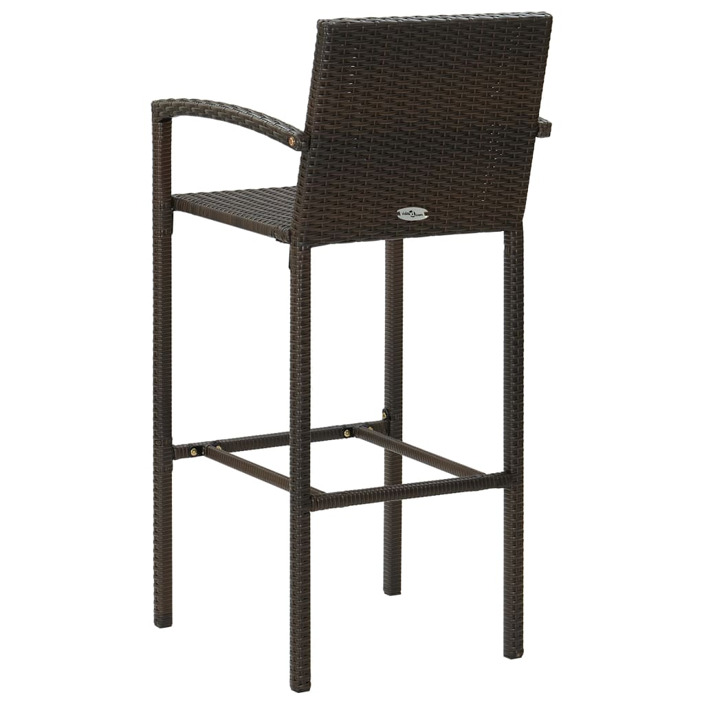 3-Delige Tuinbarset Met Armleuningen Poly Rattan Bruin