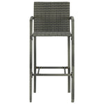 3-Delige Tuinbarset Met Armleuningen Poly Rattan Grijs