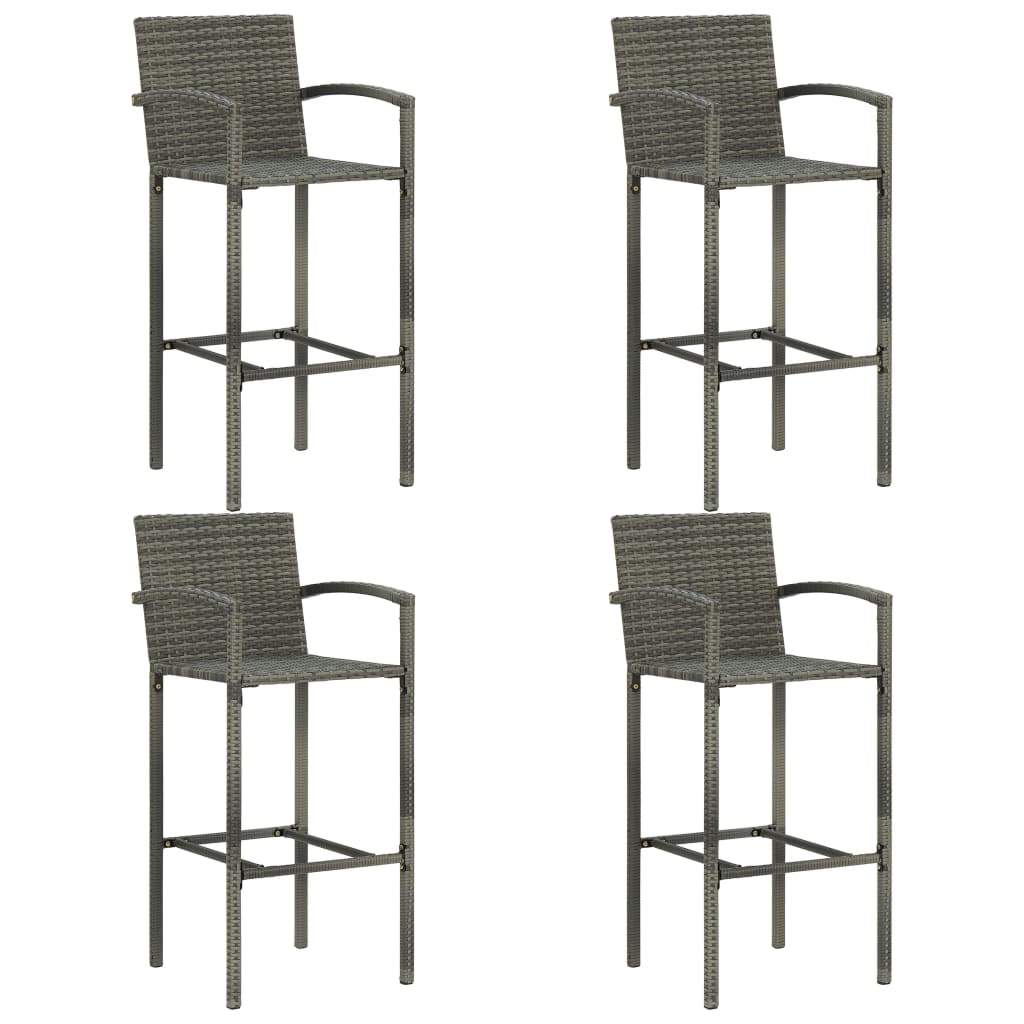 5-Delige Tuinbarset Met Armleuningen Poly Rattan Grijs
