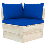 Tuinbank 2-Zits Met Kussens Pallet Vurenhout Blauw