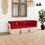 Tuinbank 2-Zits Met Kussens Pallet Vurenhout Rood