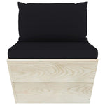 Tuinbank 3-Zits Met Kussens Pallet Vurenhout Zwart