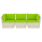 Tuinbank 3-Zits Met Kussens Pallet Vurenhout Heldergroen